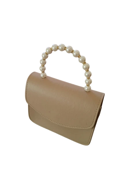 İnci Saplı Bej Çanta - 2