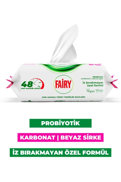 Fairy Çok Amaçlı Yüzey Temizlik Havlusu 100 Yaprak 3 Adet | Lilyum Çiçeği | Beyaz Sirke Karbonat - 2