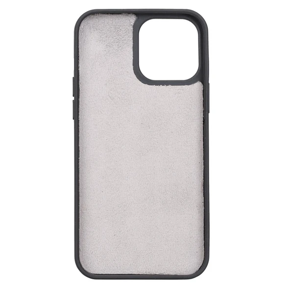 Apple iPhone 13 Pro Max Uyumlu Deri Arka Kapak Antik Gri - 2