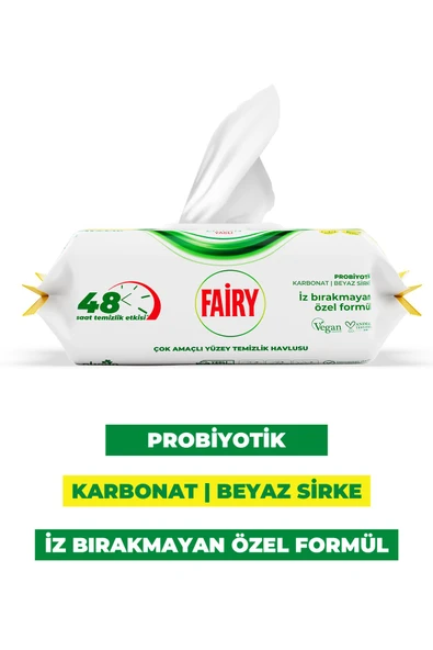 Fairy Çok Amaçlı Yüzey Temizlik Havlusu 100 Yaprak 3 Adet | Limon Yağlı | Beyaz Sirke & Karbonat - 3