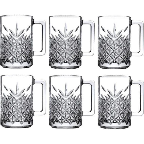 6'lı Kulplu Kristal Meşrubat Bardağı - Resim 2