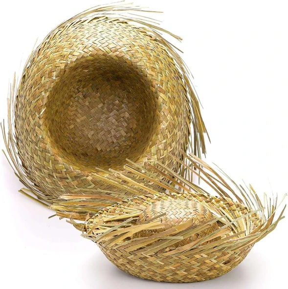 Tropikal Parti Natural Hasır Şapka - 3