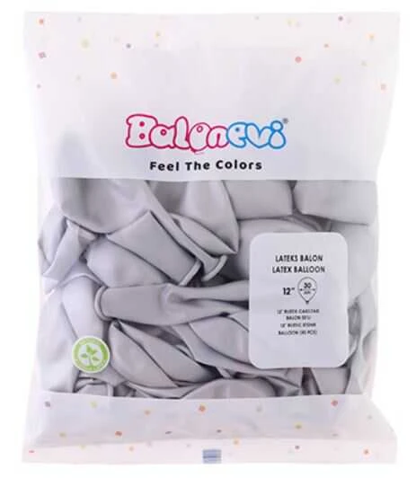 BALON RUSTİK DÜZ 12 İNC ÇAKILTAŞI (AÇIK GÜMÜŞ) 50 ADET - Resim 2