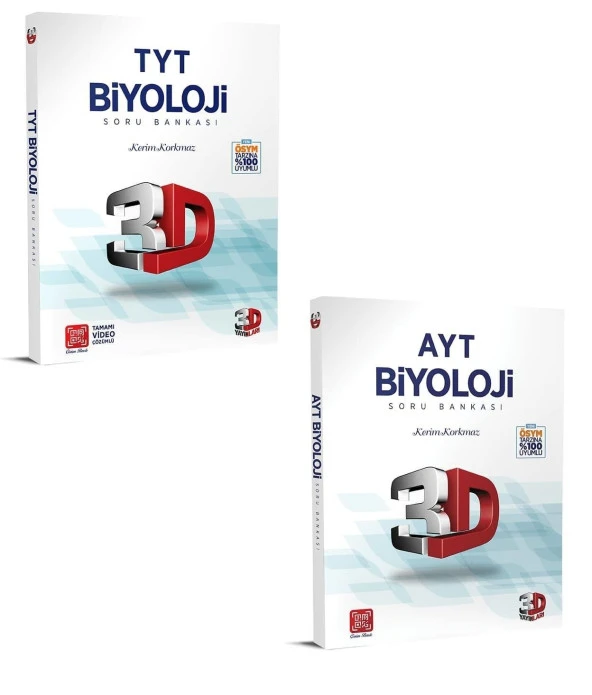 3D Yayınları 2024 Tyt Ayt Biyoloji Soru Bankası Seti