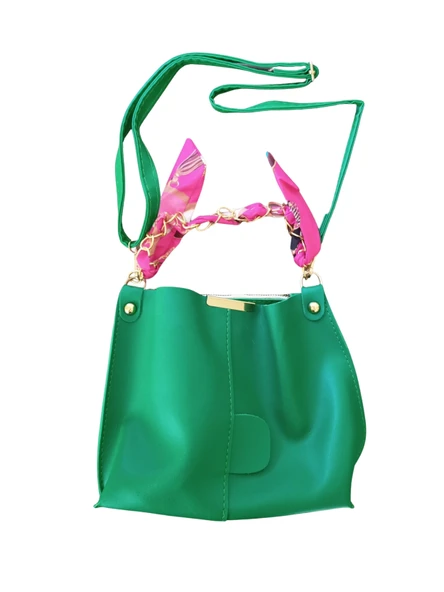 Fular Detaylı Yeşil El Omuz Çantası