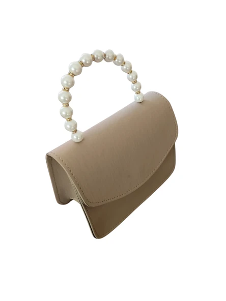 İnci Saplı Bej Çanta - 3