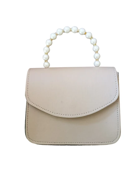 İnci Saplı Bej Çanta - 4