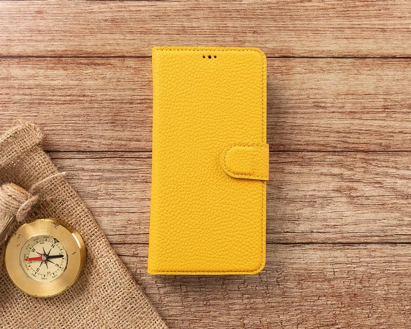 Apple iPhone 11 Pro Max Uyumlu Deri Cüzdanlı Kılıf FL12 Sarı - 4