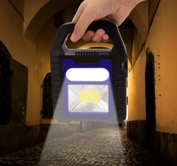 Acil Durum Kamp LED Seti 3'lü LED Aydınlatma Kafa Lambası Şarjlı El Feneri ve Güneş Enerjili Taşınabilir Kamp Feneri - 4