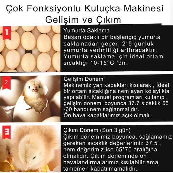 KAZ KULUCKA Uyumlu Kabin Tip 196 Tavuk Yumurta Kapasiteli Kuluçka Makinesi - 9