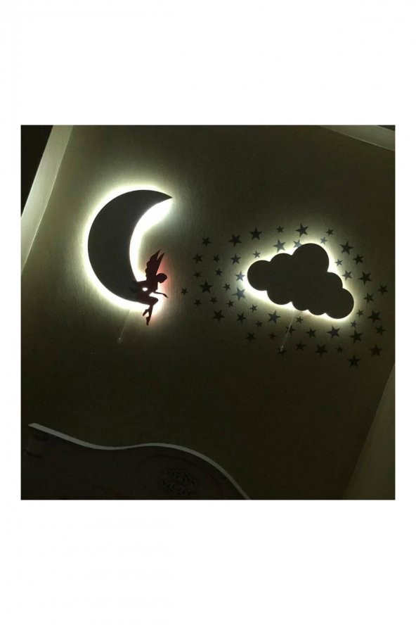 Peri Kızı ve Beyaz Bulut Aydınlatma Seti - 50 Yıldız Sticker - 2