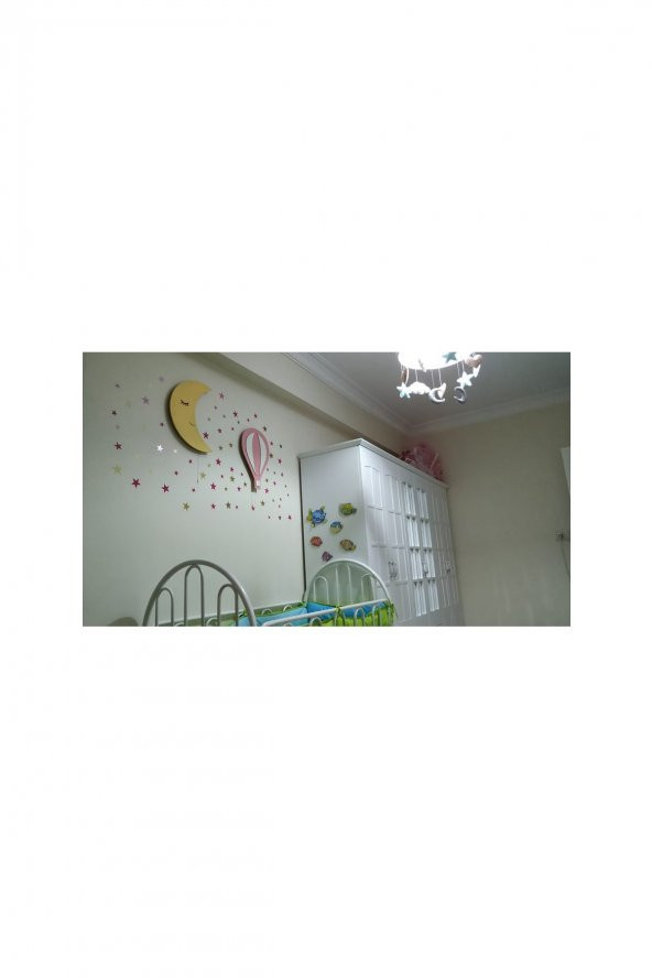 Sarı Aydede Aydınlatma , Pembe Balon Aydınlatma, 100 Yıldız Sticker - 4