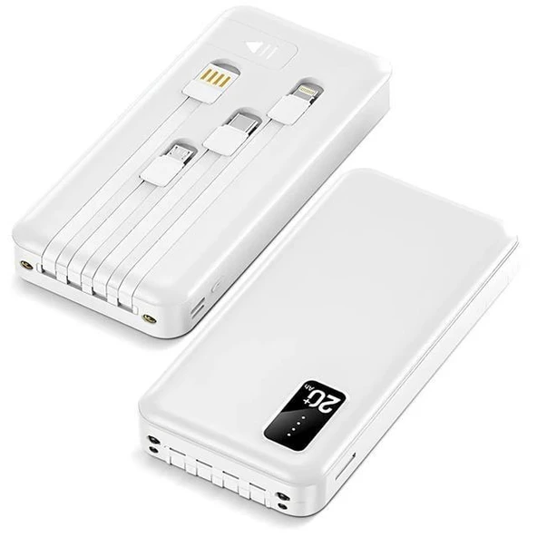 Powerway TX209 20.000mAh Kablolu Dijital Göstergeli Fenerli Powerbank Dahili Telefon Stand (MİCRO - TYPE C - LİGHTNİNG) - 2