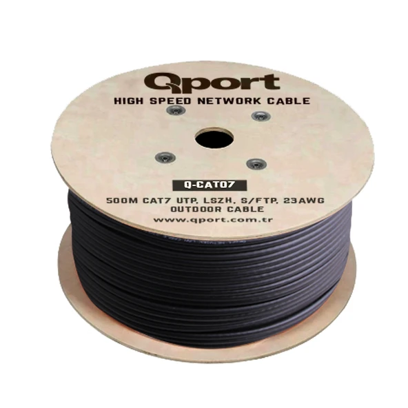 QPORT Q-CATO7 500M CAT7 LSOH S/FTP FULL BAKIR 23AWG SİYAH HALOGEN FREE KABLO - Resim 2