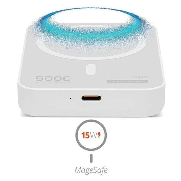 Powerway 5.000mAh PD15W Magsafe Kablosuz Wireless Taşınabilir Şarj Cihazı Beyaz Powerbank TXM5 - 2