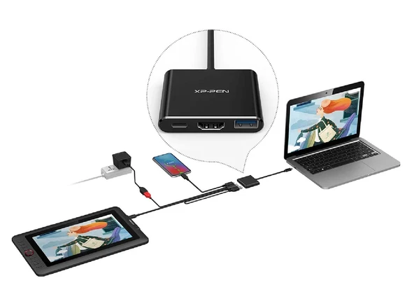 XP-Pen 3'ü Bir Arada Çok Fonksiyonlu USB-C Hub (Type C'den USB+HDMI+PD'ye) - 2