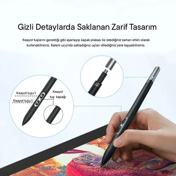 XP-Pen X3 Pro Slim Stylus Grafik Tablet Kalem - Artist Pro 14 Gen2/Pro16/Pro 19 Gen2, Deco Pro Gen2 Uyumlu - 4