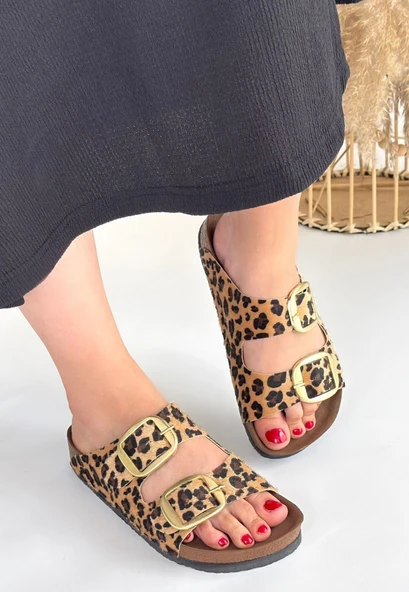 Tanta Leopar Süet Tokalı Terlik - 3