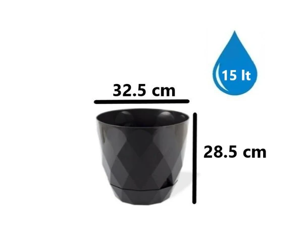 Omnipazar KRS-456 Yakamoz Tabaklı Plastik Saksı Takımı 15 Litre No 6 - Resim 2