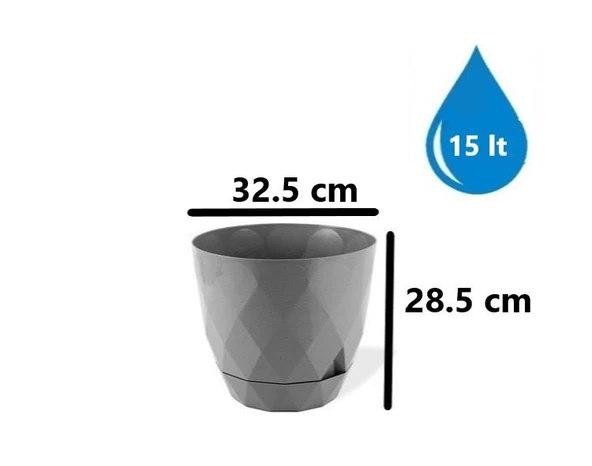 Omnipazar KRS-456 Yakamoz Tabaklı Plastik Saksı Takımı 15 Litre No 6 - Resim 12