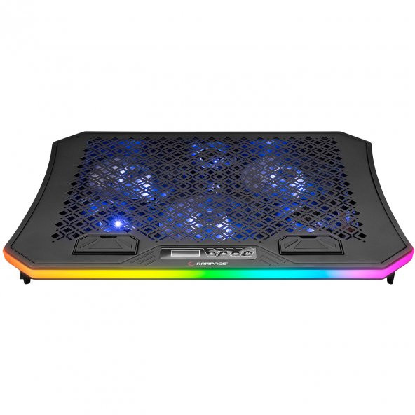 Rampage AD-RC34 METAFOR Siyah RGB 6 Fanlı Telefon Tutuculu RGB Işıklı 15-17 Notebook Soğutucu Stand