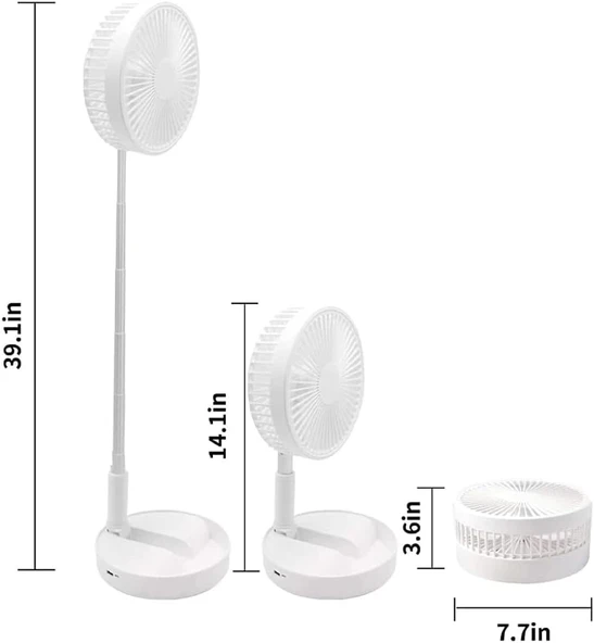Teleskopik Fan Vantilatör 4 Modlu Şarjlı Katlanabilir Yükseltilebilir Taşınabilir Serinletici Portatif Masa Vantilatörü - 3