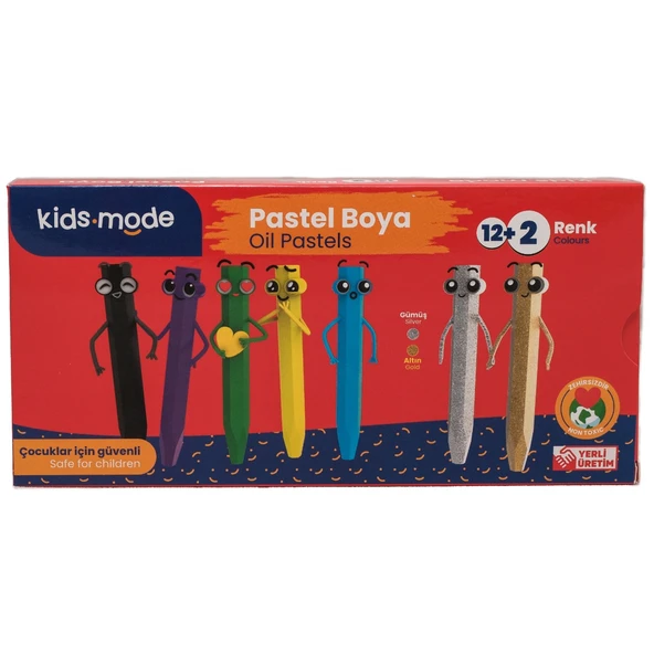 Kidsmode Yağlı Pastel Boya Altıgen 12+2 Renk - 1