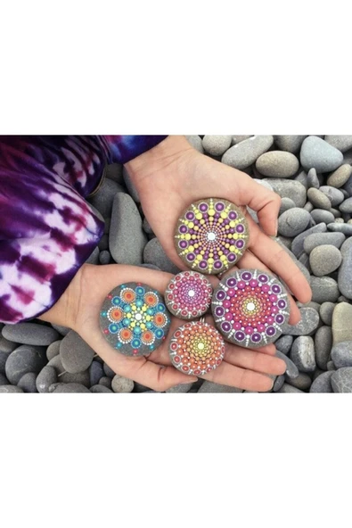 Doğal Taşlar Mandala Boyama Taşı - 3