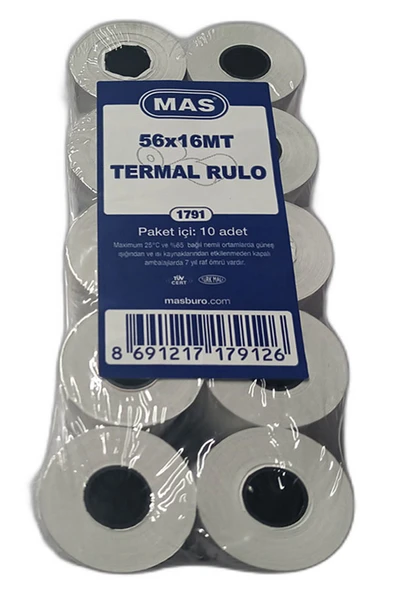 Mas Yazar Kasa Rulosu Termal 56x16 Mt-10-LI-PKT