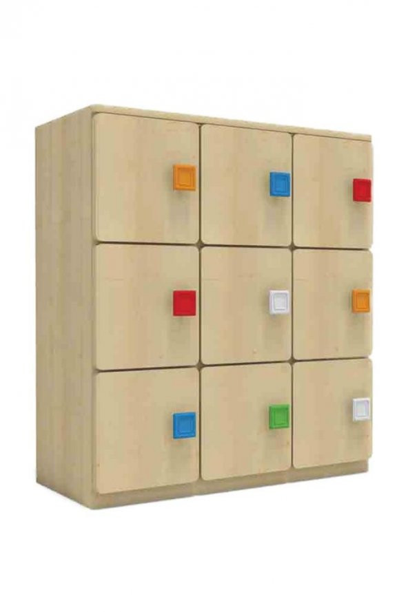 9 Kapaklı Çocuk odası Anaokulu Kreş Dolap Akçaağaç - 2