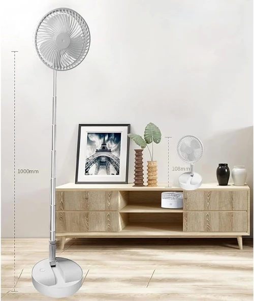 Teleskopik Fan Vantilatör 4 Modlu Şarjlı Katlanabilir Yükseltilebilir Taşınabilir Serinletici Portatif Masa Vantilatörü - 4