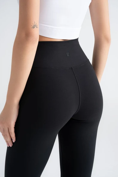 Kadın Sporcu Tayt Yüksek Bel Toparlayıcı Esnek Dar Paça Siyah Dört Mevsim Slim Fit - 7