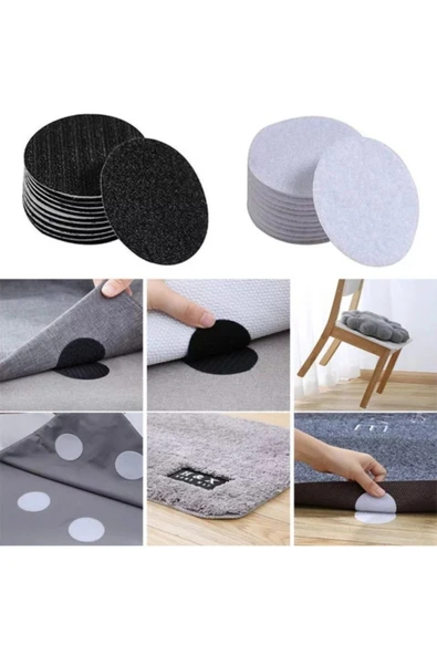 MOR SALKIM HOME Halı Altı Kaydırmaz Cırt Bant 6 Cm Çap (4 Adet-çift) Beyaz
