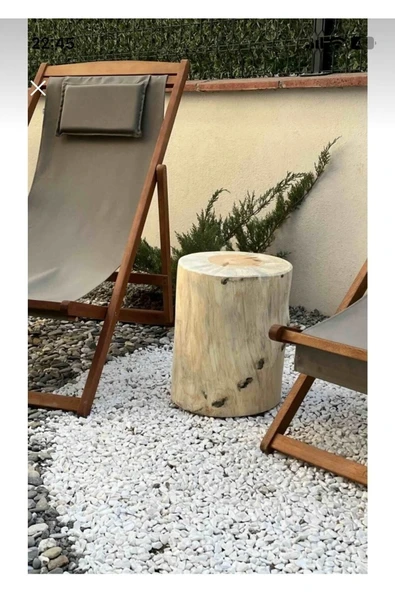 Özçelik Lambiri Ahşap Kütük Yan Sehpa 30 Cm Genişlik - 4