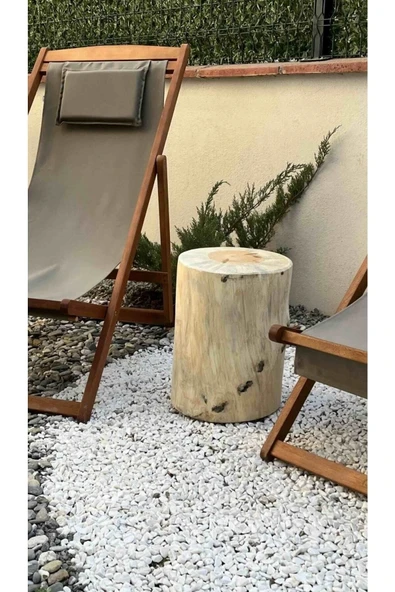 Özçelik Lambiri Özçelikkereste Ahşap Kütük Yan Sehpa 25 Cm Genişlik - 3