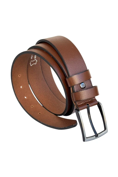 Taba Büyük Beden Hakiki Deri 4 cm. Tokalı Düz Model Erkek Kemer - 411-Battal ürün görseli