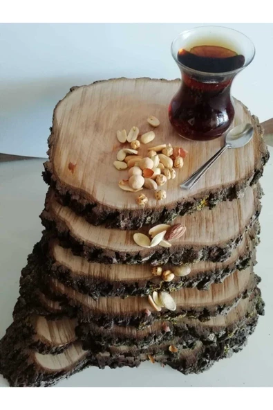 canhobitasarım Can Hobi Tasarım 8 Adet Doğal Ahşap Sunum Dekoratif Kütük Doğal Ağaç Oval Tepsi Servis Sunum Kütüğü - 2