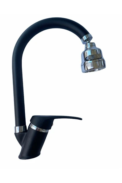 3 Fonksiyonlu Siyah Krom Eviye Bataryası Çeşmesi ürün görseli 1