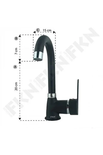 Siyah Kısa Lavabo Bataryası Delta Banyo Sıcak Soğuk Su Girişli Musluk ürün görseli 1