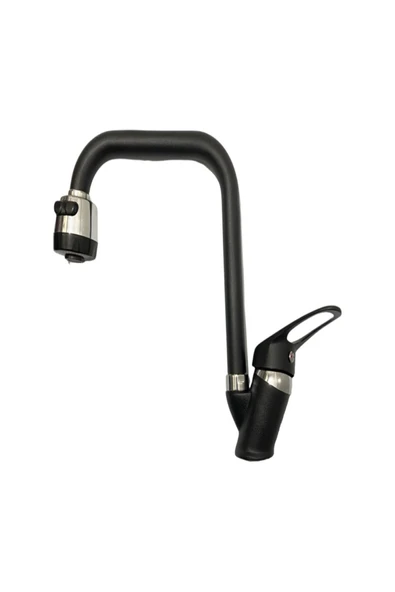 Siyah Krom Detay Başlıklı Mutfak Eviye Bataryası - Resim 2