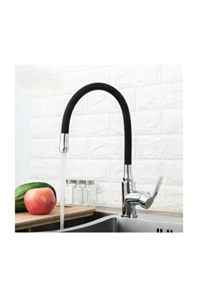 Mutfak Evye Batarya Borusu Hareketli Siyah Renkli Silikon Spiral Boru ürün görseli 1