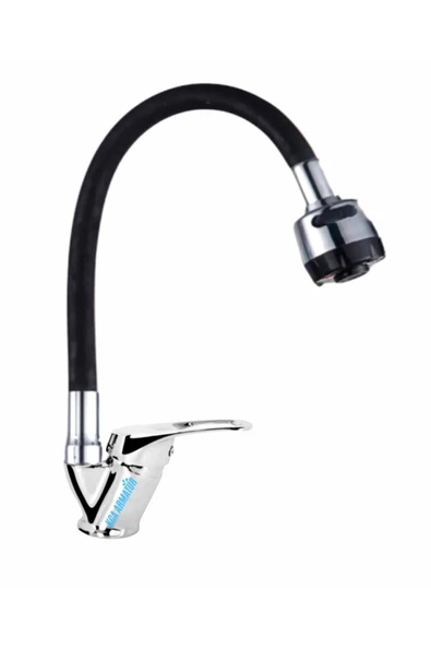 Siyah Oynar Borulu Fonksiyonlu Mutfak Eviye Bataryası Musluğu ürün görseli 1