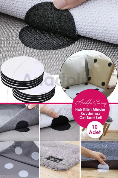 Anadolu Saray Çarşısı Pratik 10 Adet Halı Kilim Minder Nevresim Örtü Kaydırmaz Cırt Bant Seti Yapışkanlı Halı Kaydırmaz ürün görseli