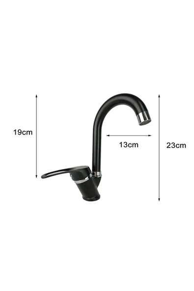 Siyah Krom Banyo Lavabo Musluğu Bataryası Çeşmesi Çift Su Girişli - Resim 2