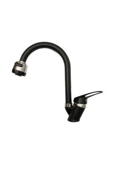 Siyah Krom 3 Fonksiyonlu Baston Borulu Mutfak Eviye Bataryası ürün görseli 1