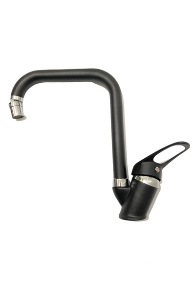 Siyah Krom Oynar Başlıklı Mutfak Eviye Bataryası - Resim 2