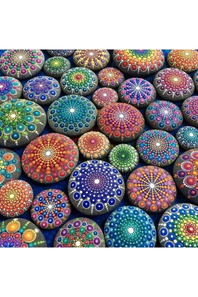 AKILLICA Mandala Boyama Taş Boyama Taşları 20 Adet %100 Doğalal Boyanabilir Deniz Taşı