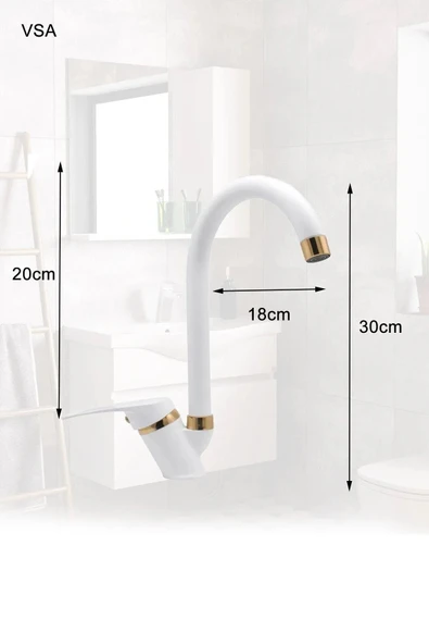 BEYAZ GOLD ROBOT DUŞ SETİ LAVABO BANYO BATARYASI 3'LÜ SET TAKIM - Resim 2