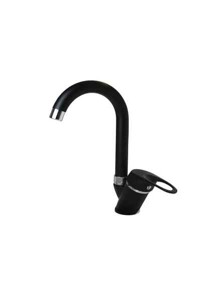 Siyah Krom Banyo Lavabo Musluğu Bataryası Çeşmesi Çift Su Girişli ürün görseli