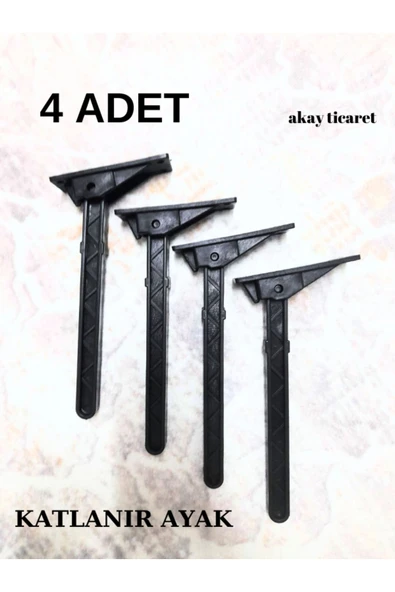 AKAY TİCARET Sofra Ayağı Katlanır Yer Sofrası Sini Altı Siyah Plastik Ayak Laptop Sehpası 22 Cm (4 ADET) - Resim 2